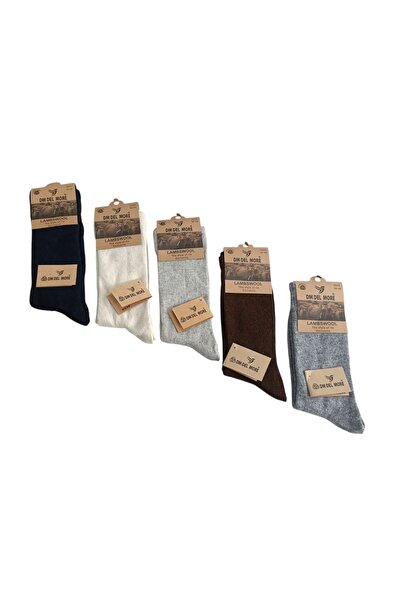 dm del more Pack of 5 Men's Lambswool Solid Color Wool Thick Socks