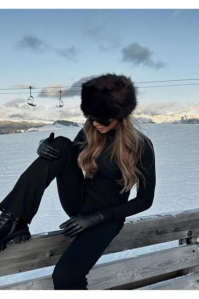 Wearflawless Pălărie de pluș cu inimă rusească din blană artificială de iarnă