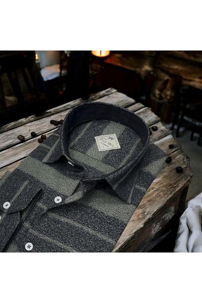 EREN STYLE Cămașă de iarnă din flanel de bumbac cu mânecă lungă pentru bărbați (REGULAR MOLD)