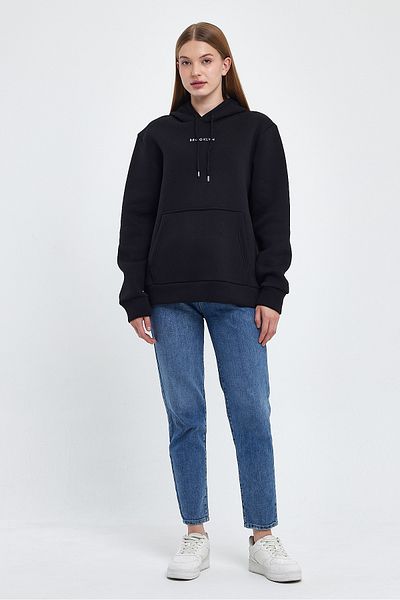 Superlife Women's Hooded Comfortable In-mold Fleece 3 thread Mid-Brooklyn Printed SweatShirt spr24swk13