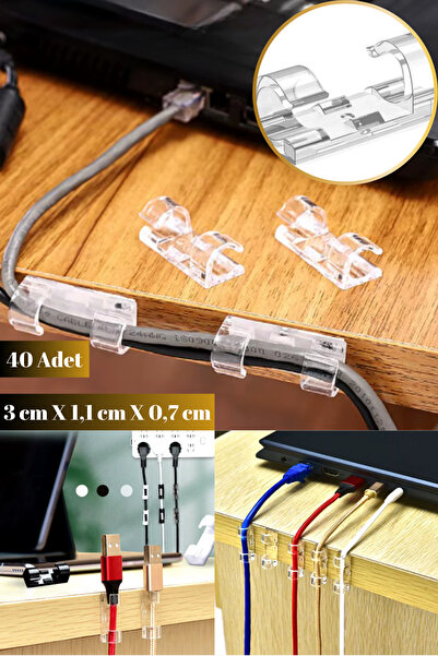 Hane Dostu 40 Adet 3 CM Kendinden Yapışkanlı Kablo Sabitleme Aparatı | Kabo S...