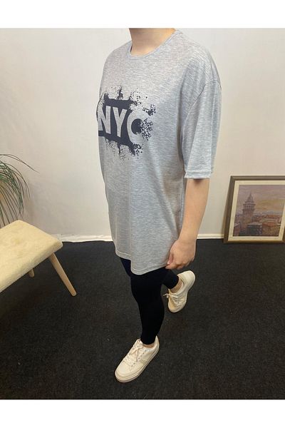 Superlife Tricou cu imprimeu Nyc pentru femei Superlife, cu decolteu rotund, supradimensionat, Spr24tsk114