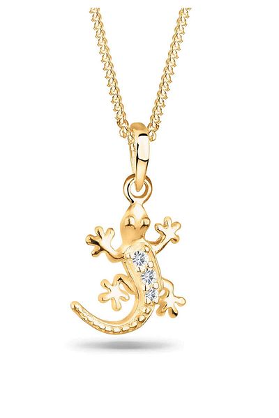 ELLI Necklace Ladies Gecko Pendant With Crystals In 925 Sterling Silver