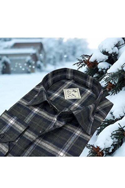 EREN STYLE Men's Winter Cotton Flannel Long Sleeve Shirt (Regular Mold)