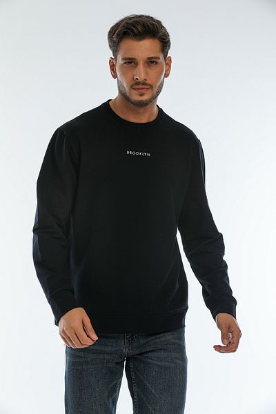 Superlife Мъжки тънък суичър с кръгло деколте Superlife Regular Fit Brooklyn Printed Thin