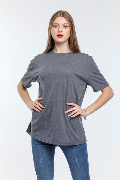 Superlife Tricou Superlife pentru femei, cu decolteu rotund, supradimensionat, Spr21yk30