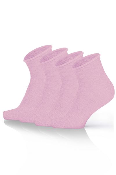 KaeLaurean Women's 4-Piece Cotton Elastic Pink Seamless Stretchy Non-Marking Short Non-Tightening Socks