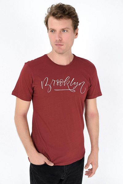 Superlife Ανδρικό T-shirt με λαιμόκοψη με λεπτή εφαρμογή με στάμπα Spr 261