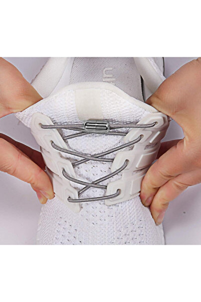 AiryFooT 100 Cm Vidalı Elastik Akıllı Esnek Yuvarlak Ayakkabı Bağcık 1 Çift ( Siyah )