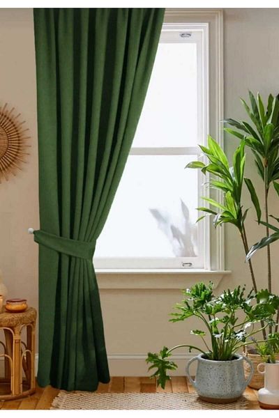 PİKKO HOME Copy - Velvet Textured Extrafor Latched Beige Color High Quality Single Wing Fon Curtain