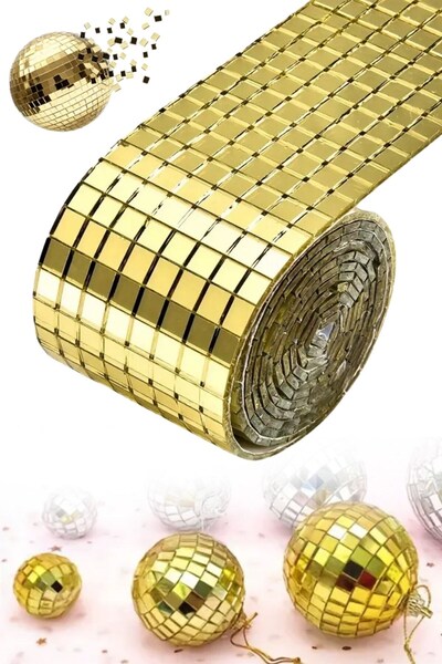 Buffer ®1 Metre Uzunluğunda Gold Renk Aynalı Mozaik Taşlı Dekor Bandı 4 cm x ...
