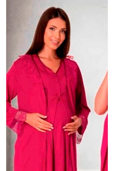 by İGP Cherry Color Maternity Maternity Nightgown and Pajama Set Set of 4