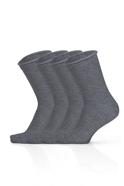 KaeLaurean Men's 4-Piece Cotton Elasticated Smoked Seamless Stretchy No Marks Long Non-Tightening Socks