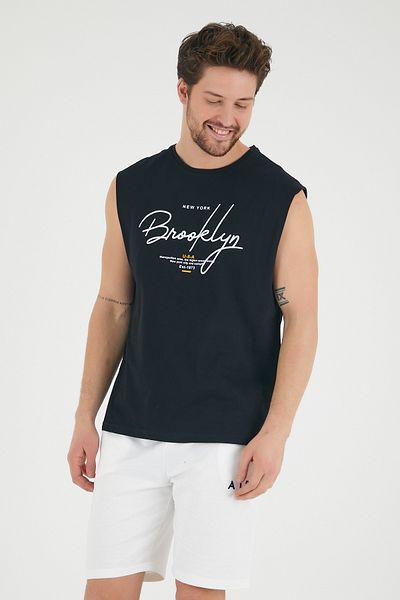 Superlife Ανδρικό μπλουζάκι με στάμπα Brooklyn με κανονική εφαρμογή Superlife Spr22ts115
