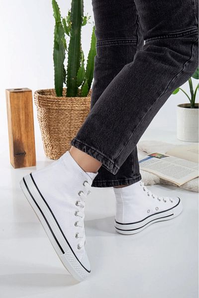 ELİTE STEP Alb Negru Unisex Pantofi de inaltă pantofi casual din in