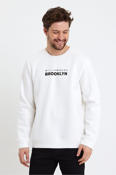 Superlife Superlife Ανδρική λαιμόκοψη, κανονική εφαρμογή Brooklyn εμπριμέ λεπτή φούτερ (Spr23sw330).