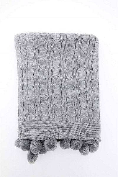OKALİNA Tv Blanket with Knitwear Pompom 130X170Cm