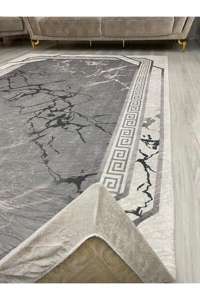 ALLGELSİN Lastikli Halı Örtüsü 6m2 Ebat 200x300cm Altı MetreKare Yıkanabilir  Halı Kılıfı Modern Çizgili Örtü