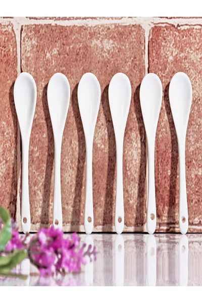 YANIK DÜKKAN Porcelain Set of 6 White Spoon