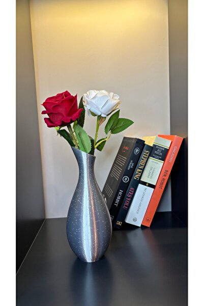 Deportes Home 3d Armoni Metal Görünümlü Gri Renkte Vazo, Dayanıklı Ve Kalın,y...