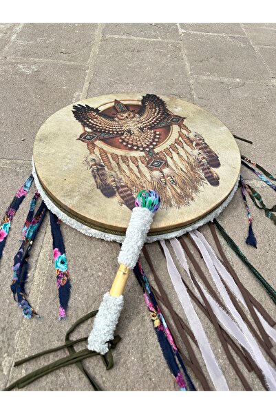 SULTANMUSİCALSHOP Şaman Davulu(52cm)kam Davulu,baykuş Şaman Davulu,shaman Drum