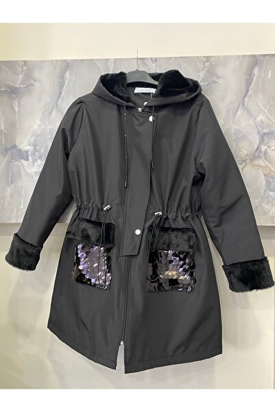 Anka Puane Kürk ve pul detaylı mont