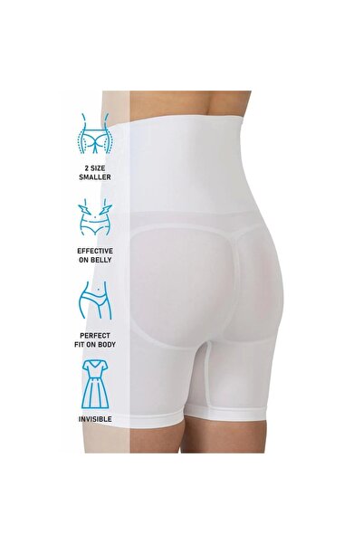 Narnuga Marsilyan- White Emay 2091 High Waist Boxer Corset with Lace Front