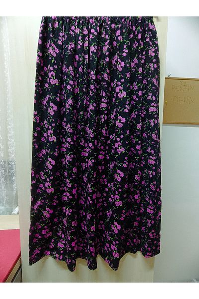 hoaryage Fusta de mama lungime maxi din tesatura de viscoza cu model cu talie elastica