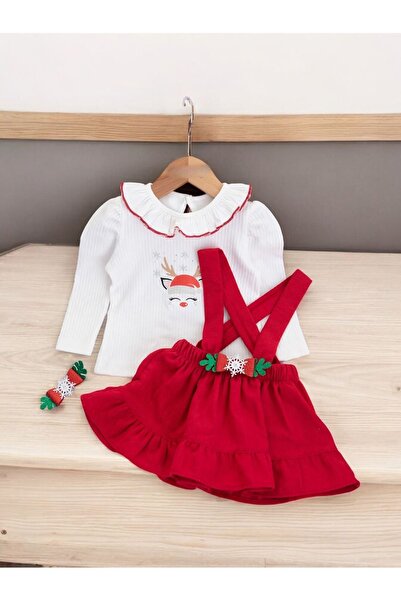 Minigimin Cicileri Miniğimin Cicileri  Yılbaşı Konsept Sevimli Kız Çocuk Takım - Kırmızı
