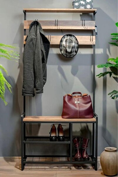 Digithome Metal Portmanto Elbise Askılığı Vestiyer,Ayakkabılık Atlantik Çam 1...