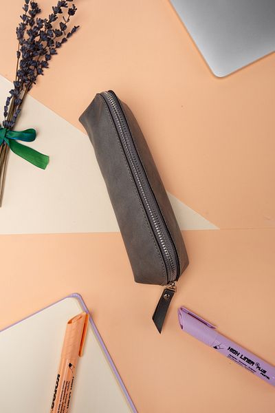 DK LEATHER Minimal Zipper Pen Holder - Pu Δερμάτινη μολυβοθήκη / Organizer τσάντας