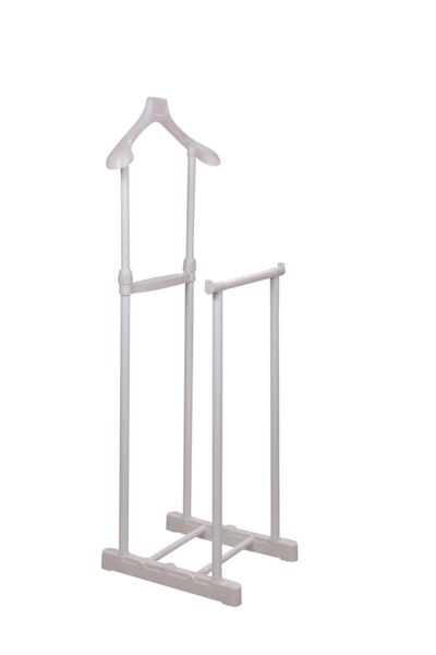 Lerato İkili Dilsiz Uşak Elbise Askısı Beyaz Yükseklik Ayarlanabilir 96-160x45x43 Cm