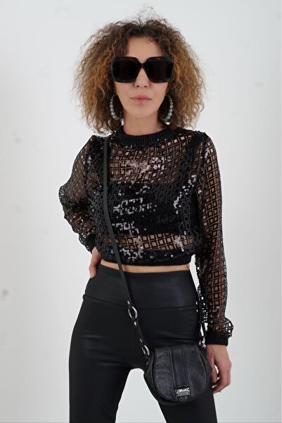 Zelish My Sister Siyah File Crop  Bluz