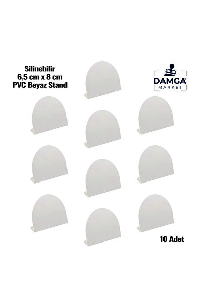 DamgaMarket PVC Beyaz Mini Yarım Daire Tasarımlı Ayaklı 6,5cmx8cm Pastane,Fırın,Cafe,Tatlıcı Fiyat Ürün Etiketi