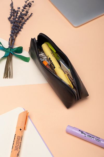 DK LEATHER Minimal Zipper Pen Holder - Pu Δερμάτινη μολυβοθήκη / Organizer τσάντας