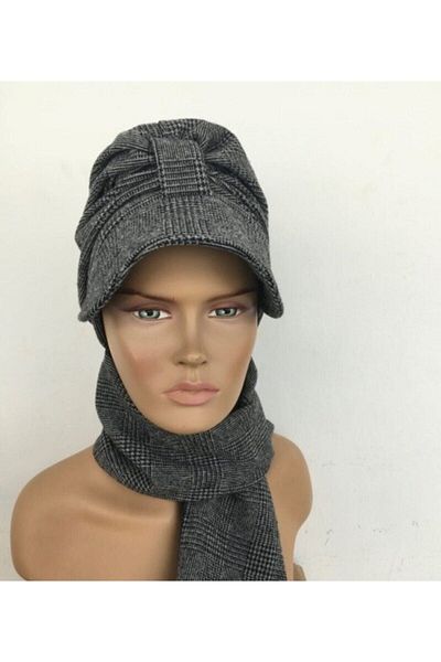 Vera Bonnet Ready Turban Alya Neck Collared Bonnet Plaid Knitwear Scarf Hat Neck Covering Hijab Women's Bonnet