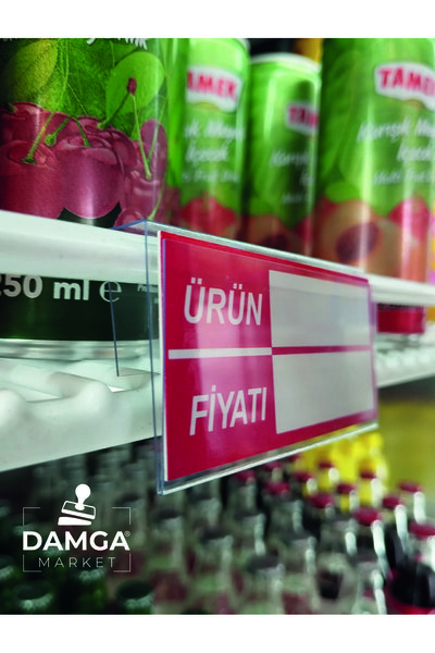 DamgaMarket PVC 25 bucăți 4x8 cm Raft Etichetă de preț suspendată, coș de sârmă, raft din sticlă Etichetă cu canal suspendat