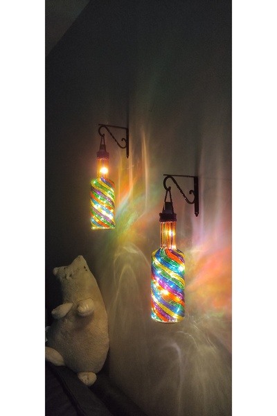 hobby design Cam Şişe Aplik El Boyaması Peri Led Dekoratif