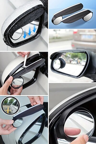 Buffer ® 2 Adet Kendinden Aynalı Karbon Fiber Görünümlü Araba Yan Ayna Yağmur Koruyucuları Yağmur &