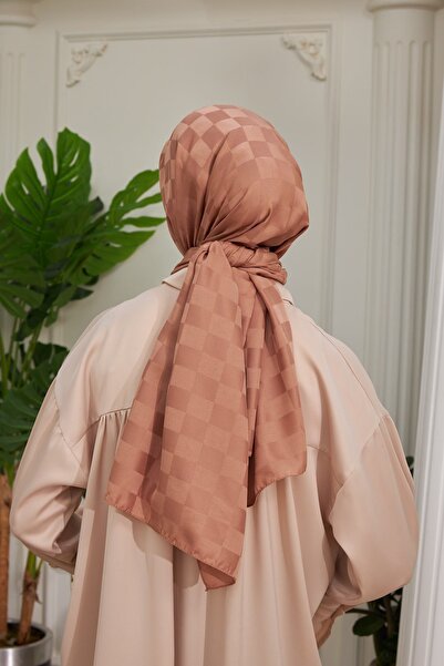 İpekhan Σάλι καραμέλας με μοτίβο σκακιέρας σειράς Jacquard - 9002-14