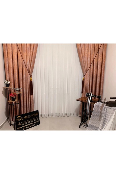 NİVEMESHOME Nivemeshome - Noul sezon Zodiac 1/3 Tight Plis Tulle Cortina APM