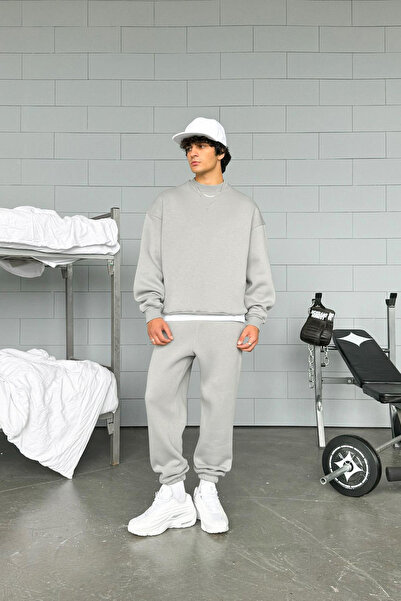 BayBayan Ανδρικό Basic Daily Seasonal Trend Σετ φόρμας Crew Neck