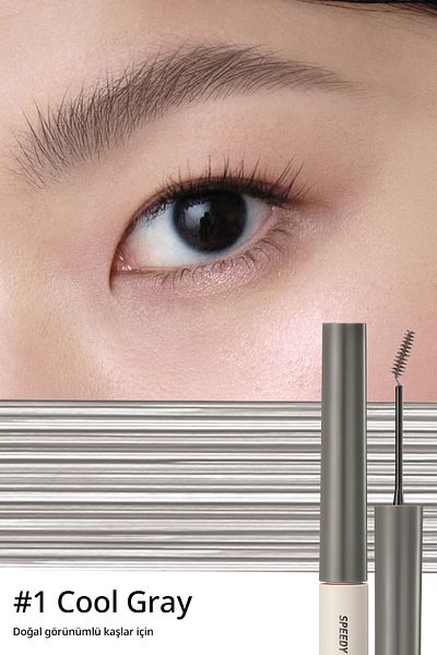PERIPERA Peripera Speedy Skinny Browcara 01 Cool Gray - Intense Pigmented Eyebrow Mascara with Special Brush Design