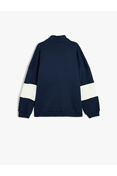 Koton Hanorac supradimensionat cu slogan cu jumătate de fermoar