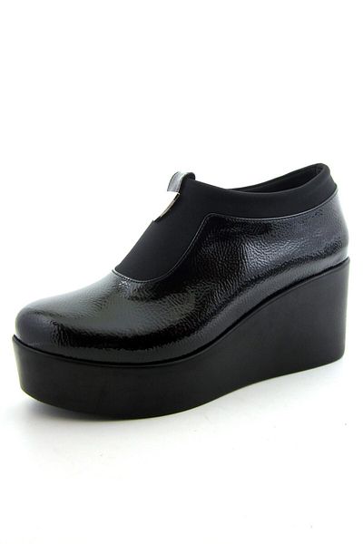 Erkan Saçmacı Sofia Exclusive Black Stretch Buckle Wedge Heeled Shoes