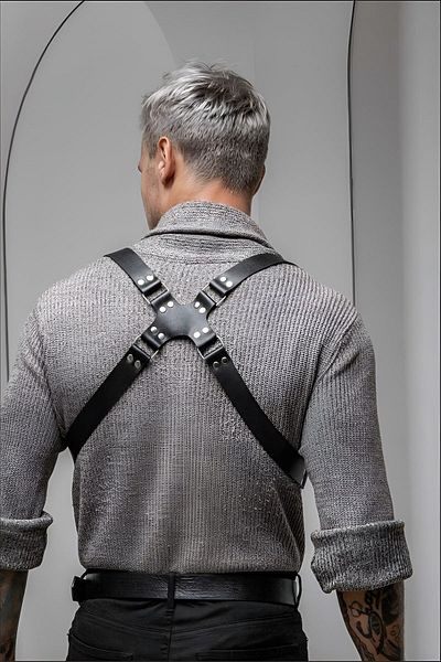 Angels Passion Men's Back Detailed Stylish Leather Belt, T-Shirt - Shirt Belt