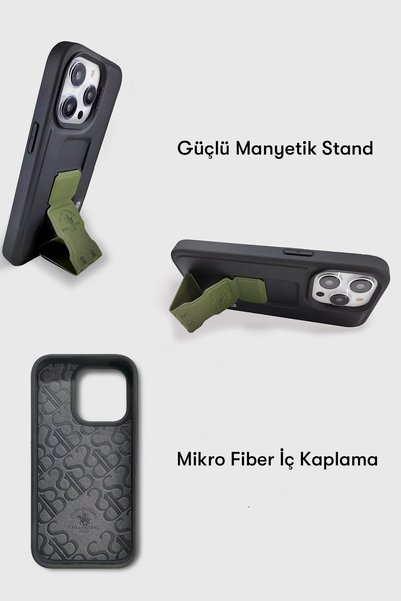 Santa Barbara Polo & Racquet Club Sbprc iPhone 14 Pro Max Compatible Case Z Stand Pu Leather Inside Suede Parker Cover