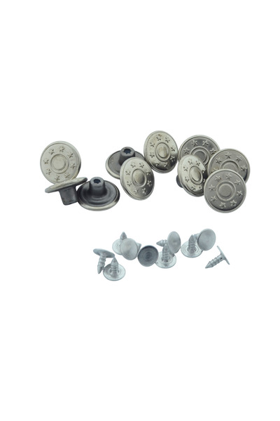 HitDukkan Büyük Boy 10 Adet Kot Pantolon Düğmesi, Jean Düğmesi Gümüş Nikel Re...