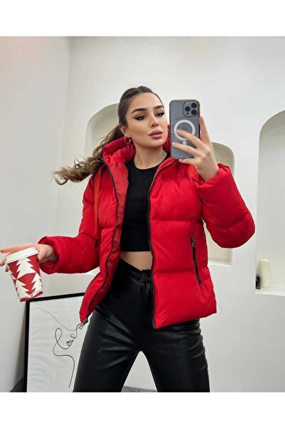 ARMATO Journal Red Color Filled Fibered Hooded Sports Coat