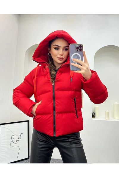 ARMATO Journal Red Color Filled Fibered Hooded Sports Coat
